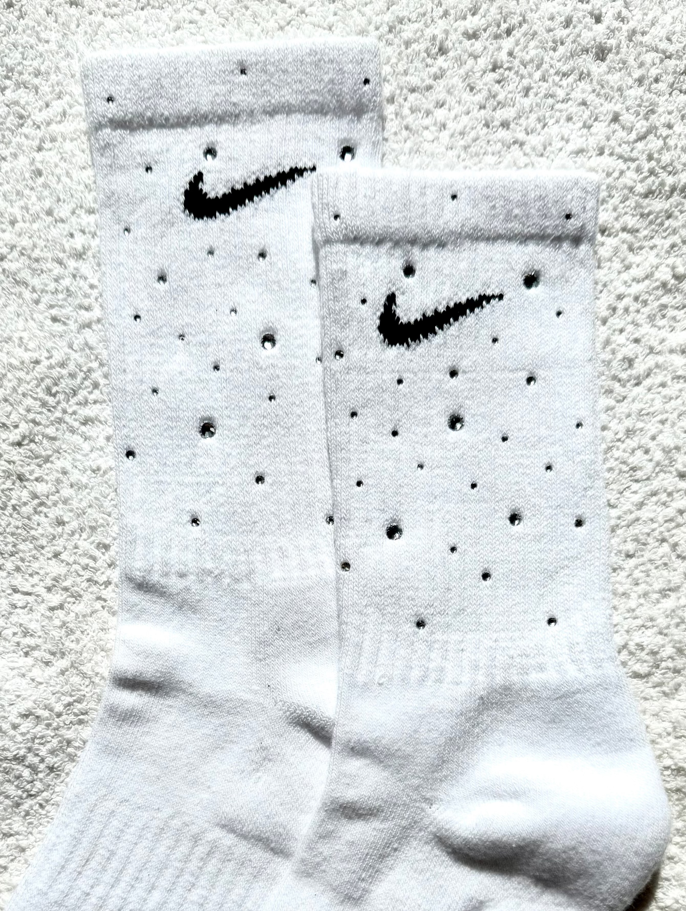 Calzini Nike Bianchi con Brillantini Argento