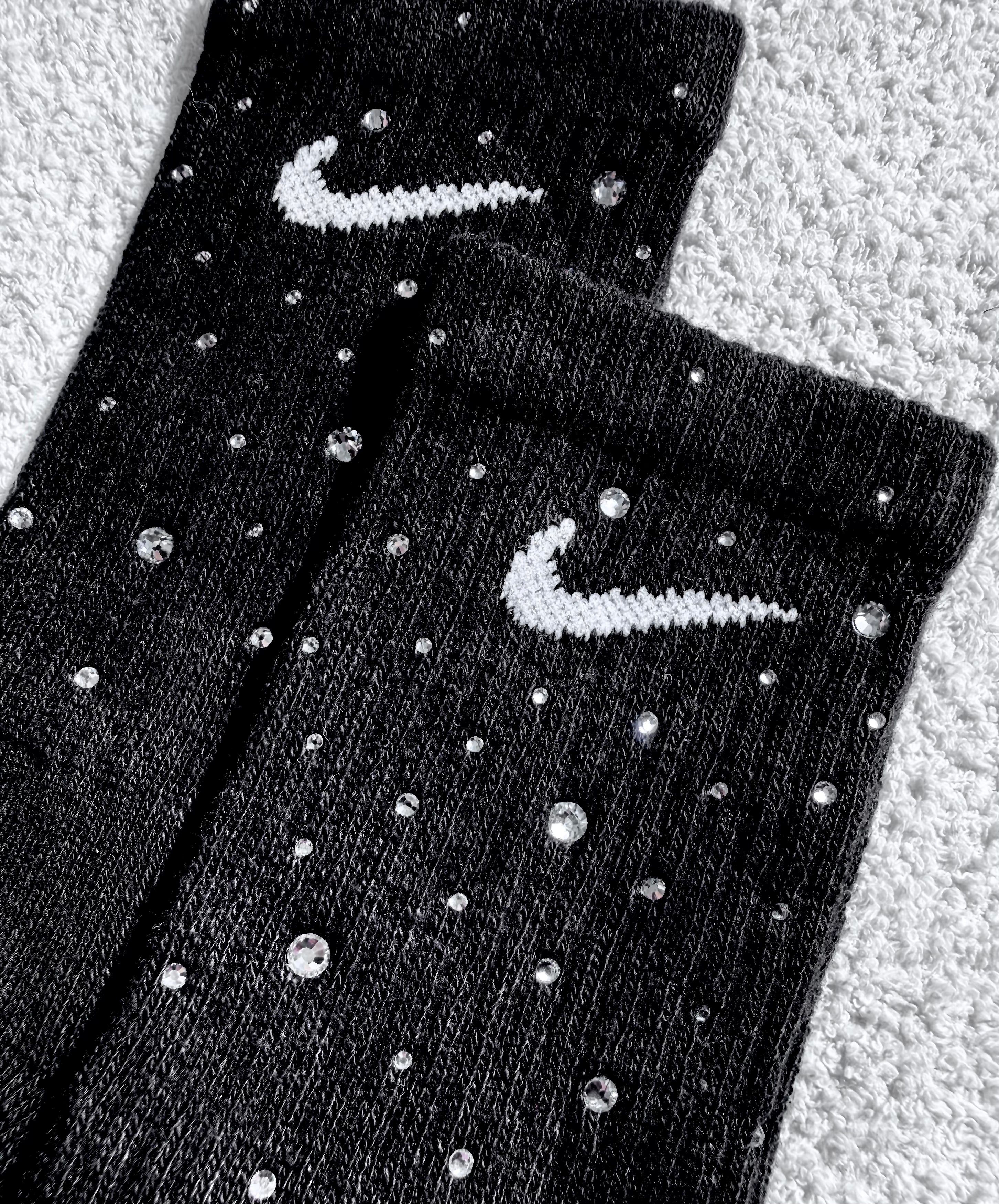 Calzini Nike neri personalizzati con brillantini argento