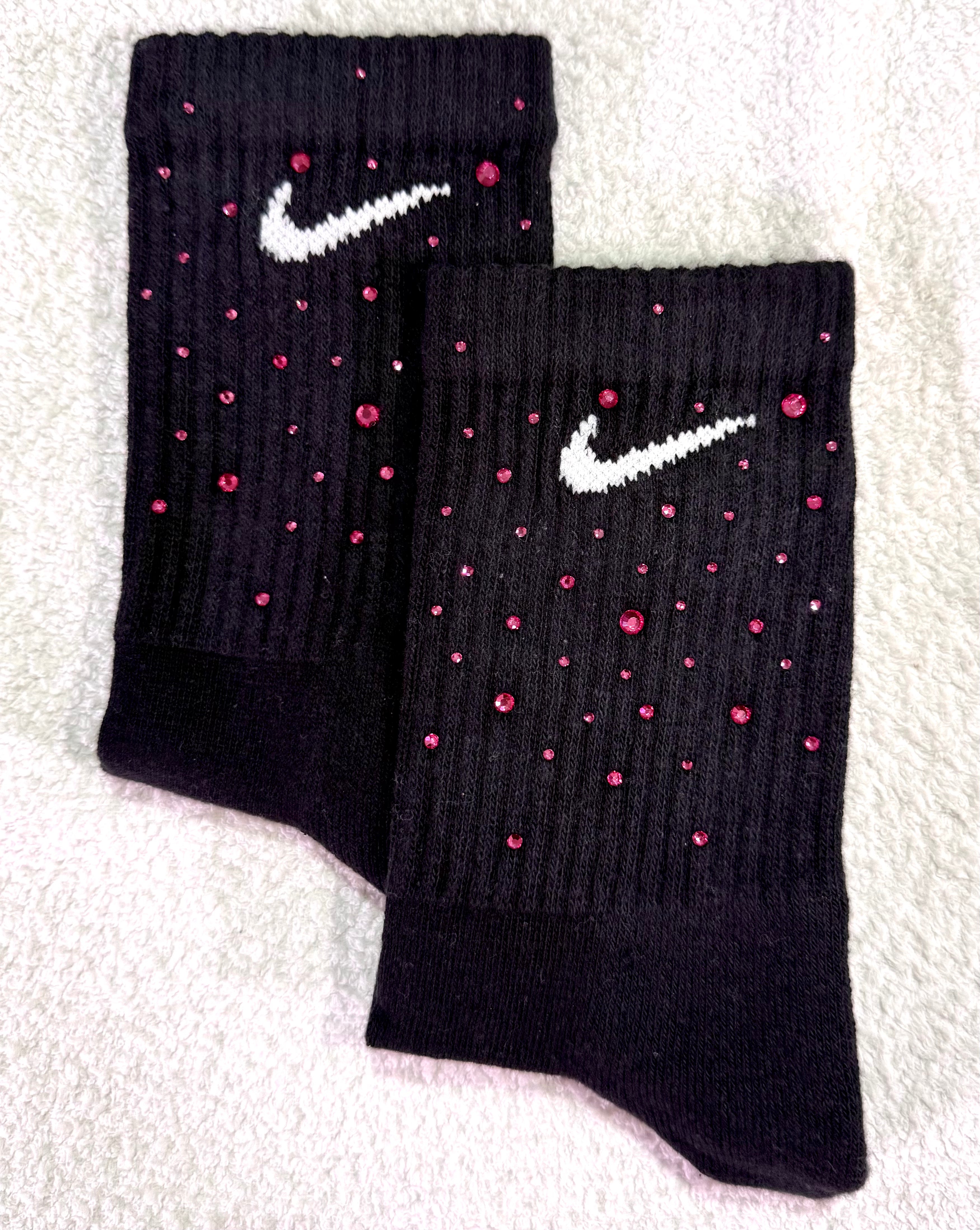 Calzini Nike Neri con Brillantini Fucsia