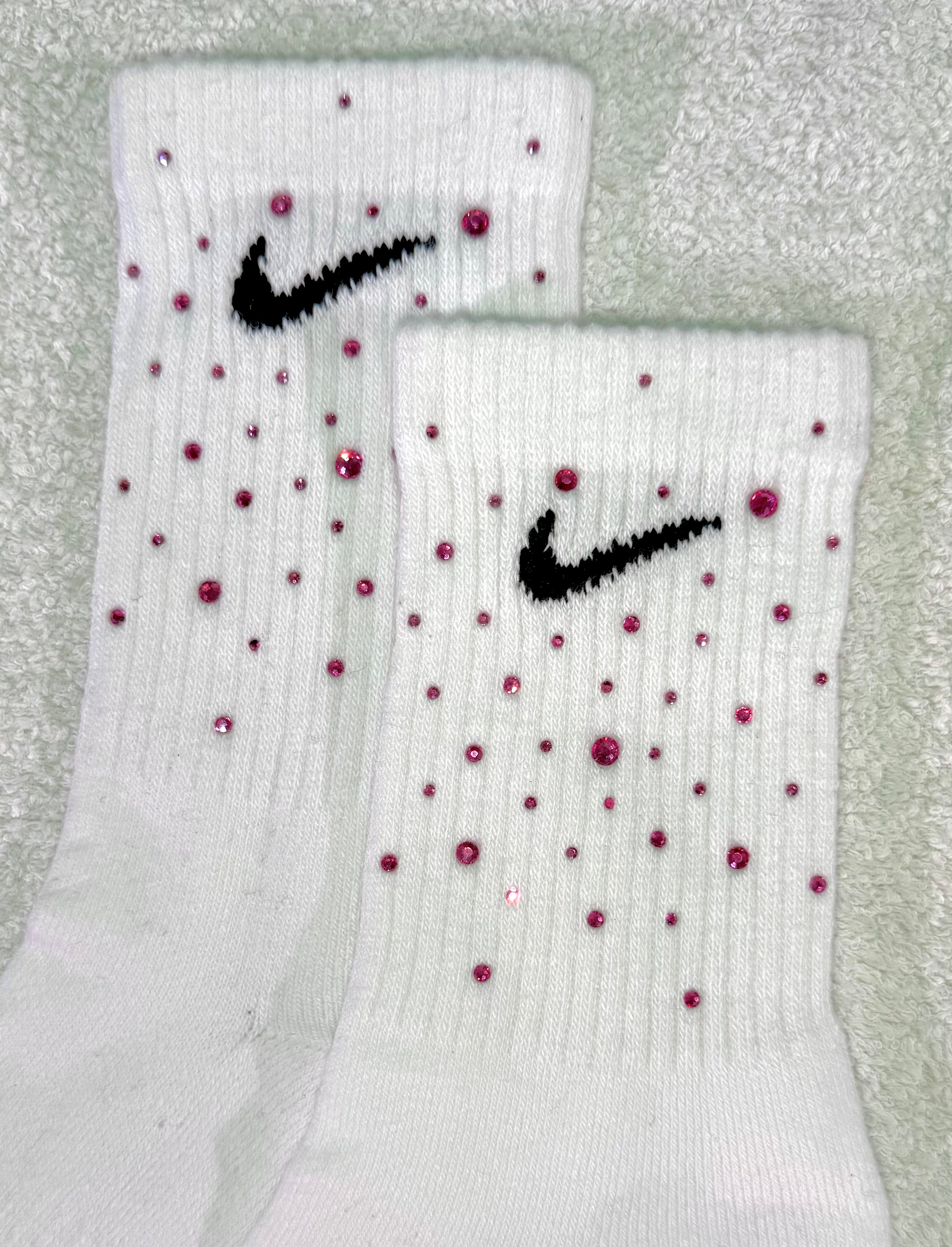 Calzini Nike Bianchi con Brillantini Fucsia