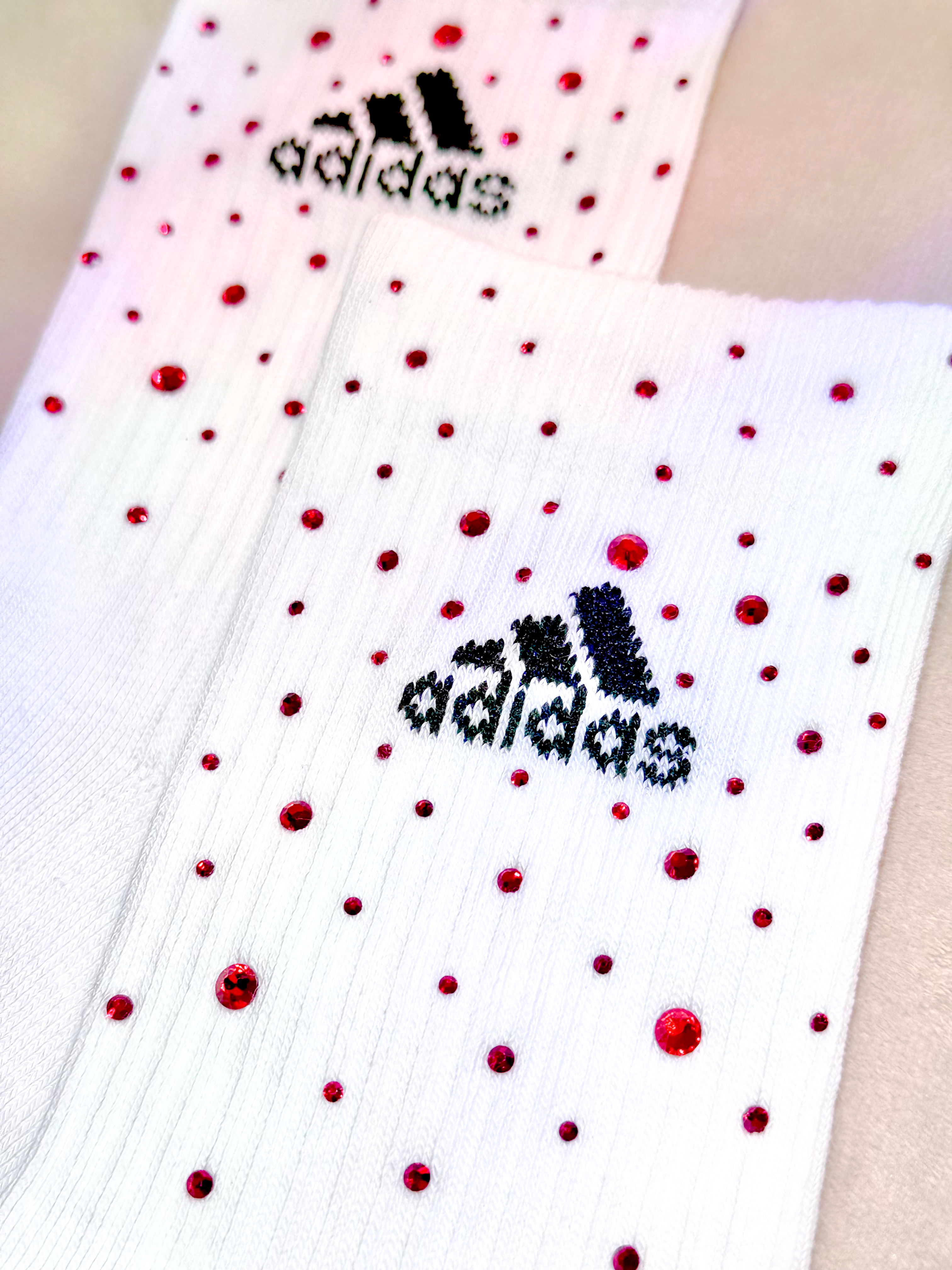 Calzini Adidas Bianchi con Brillantini rossi