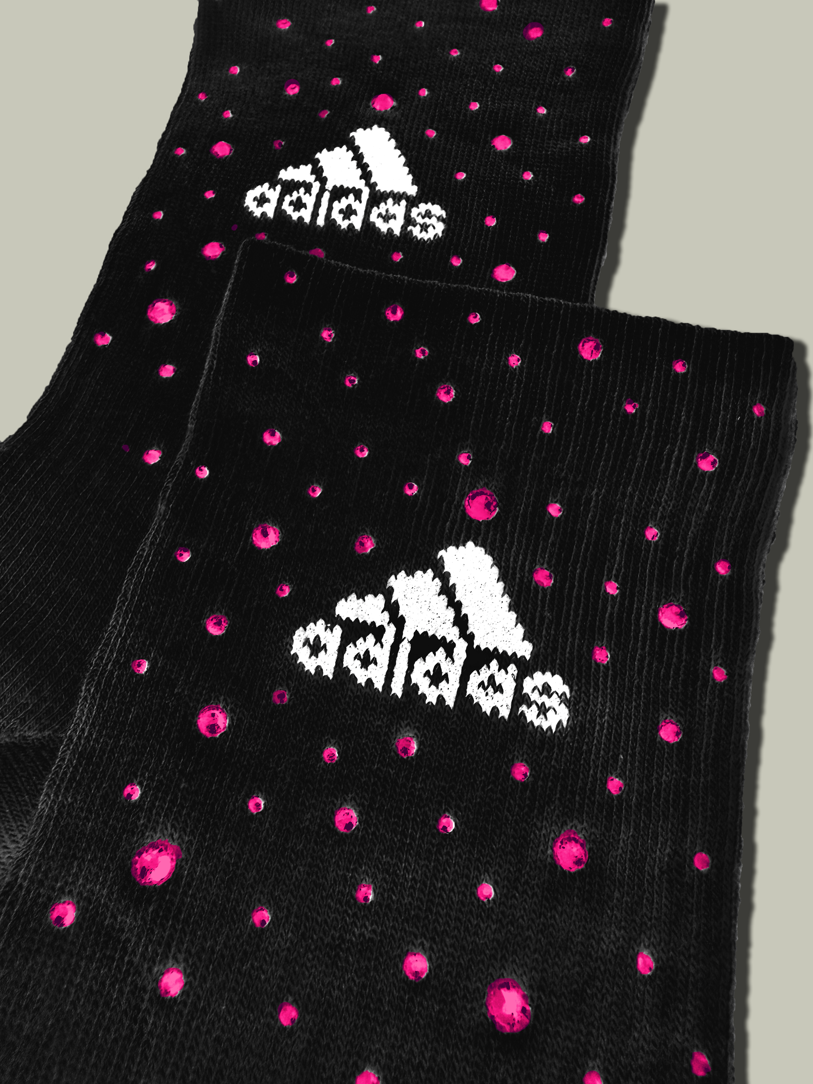 Calzini Adidas Neri con Brillantini Fucsia