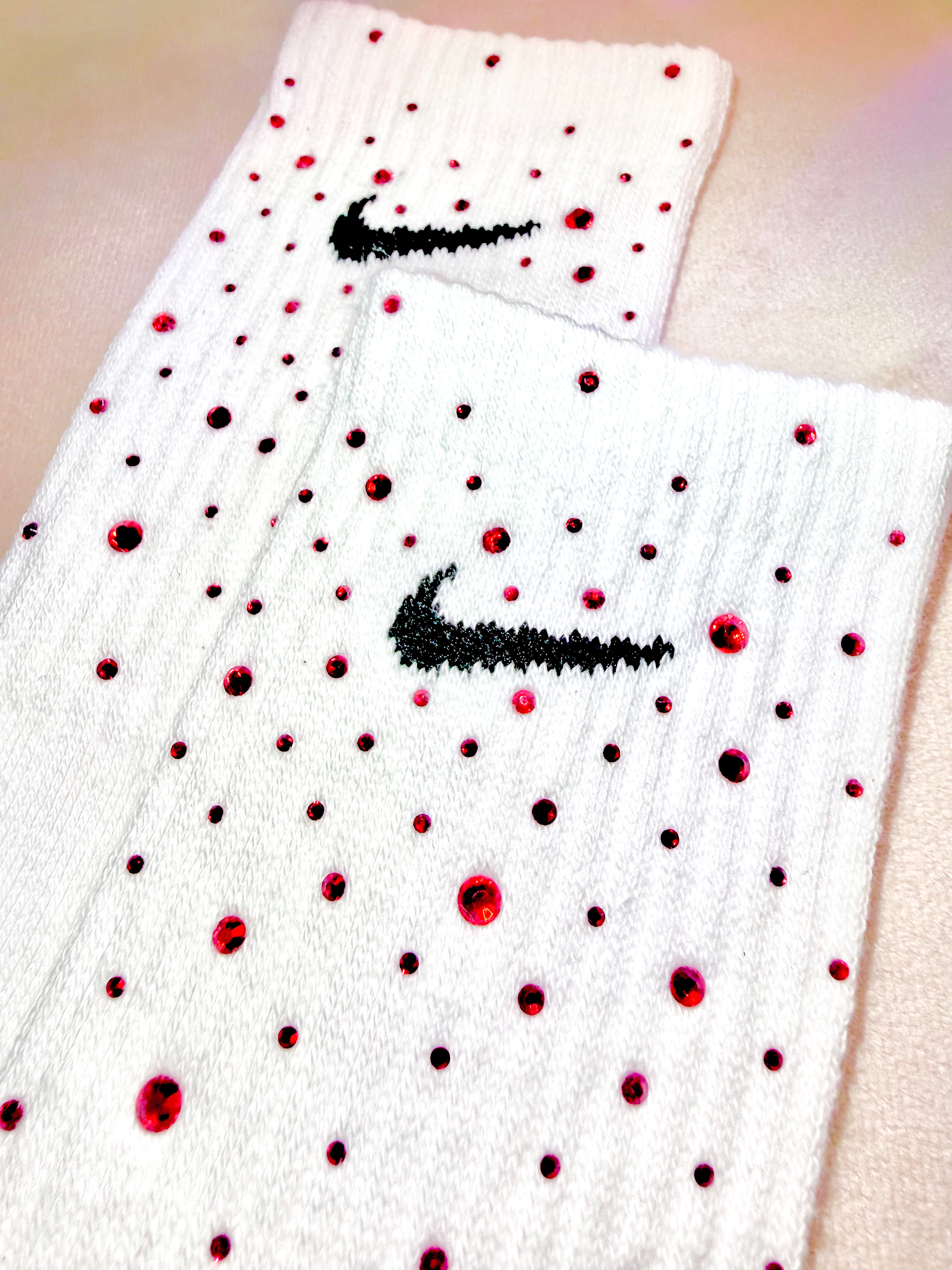 Calzini Nike Bianchi con Brillantini Rossi