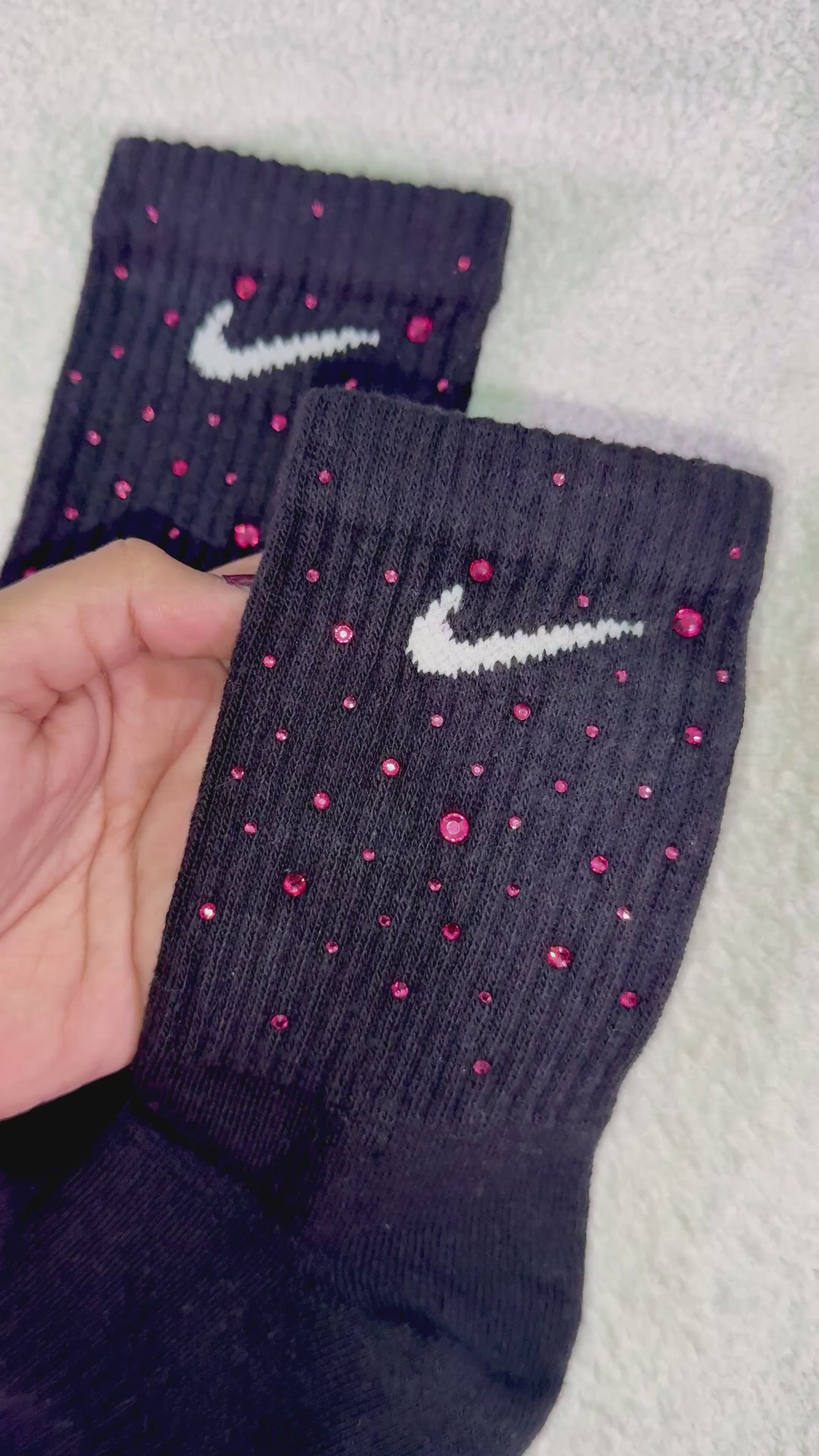 Calzini Nike Neri con Brillantini Fucsia