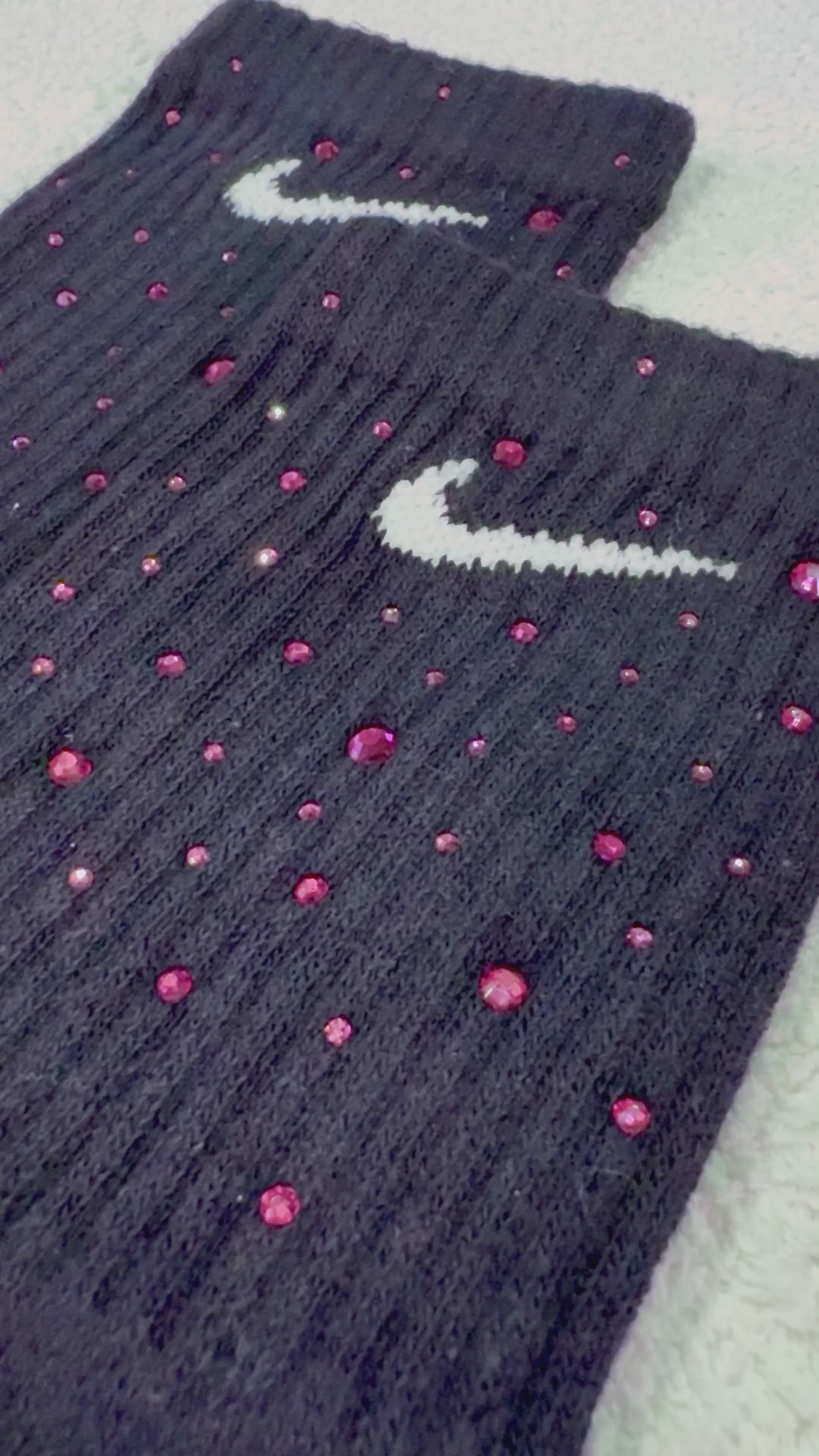 Calzini Nike Neri con Brillantini Fucsia