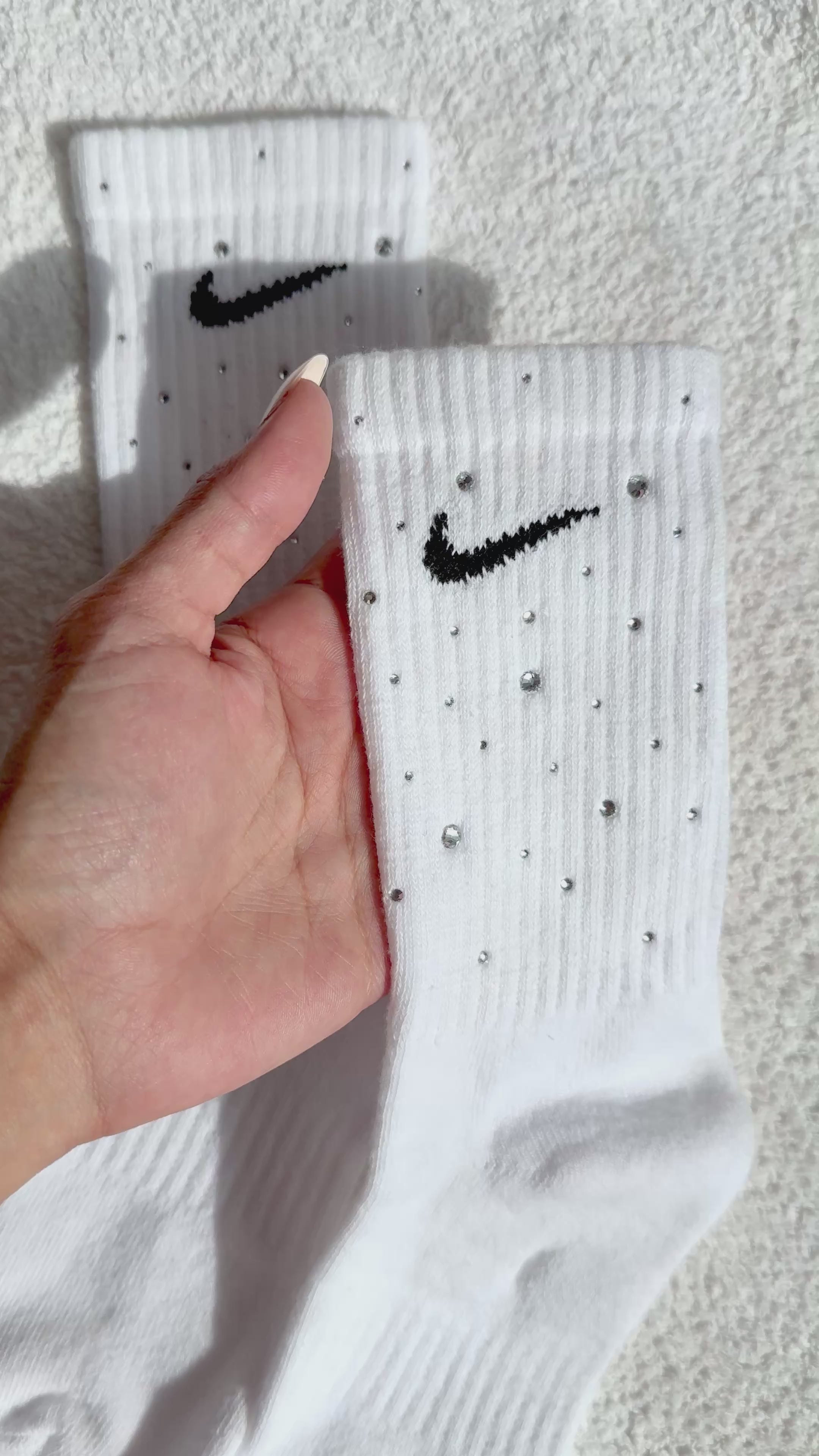 Calzini Nike Bianchi con Brillantini Argento