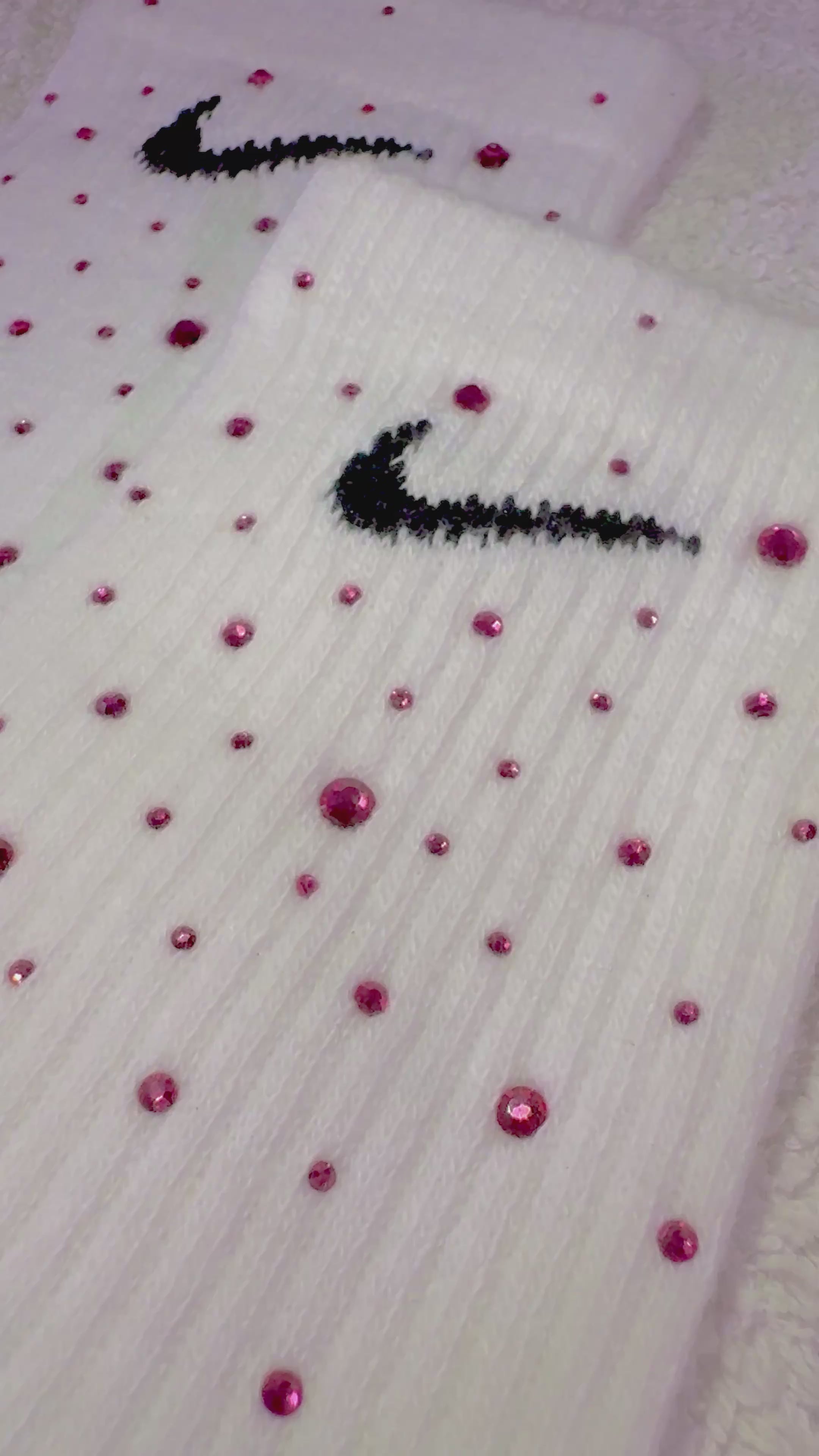 Calzini Nike Bianchi con Brillantini Fucsia