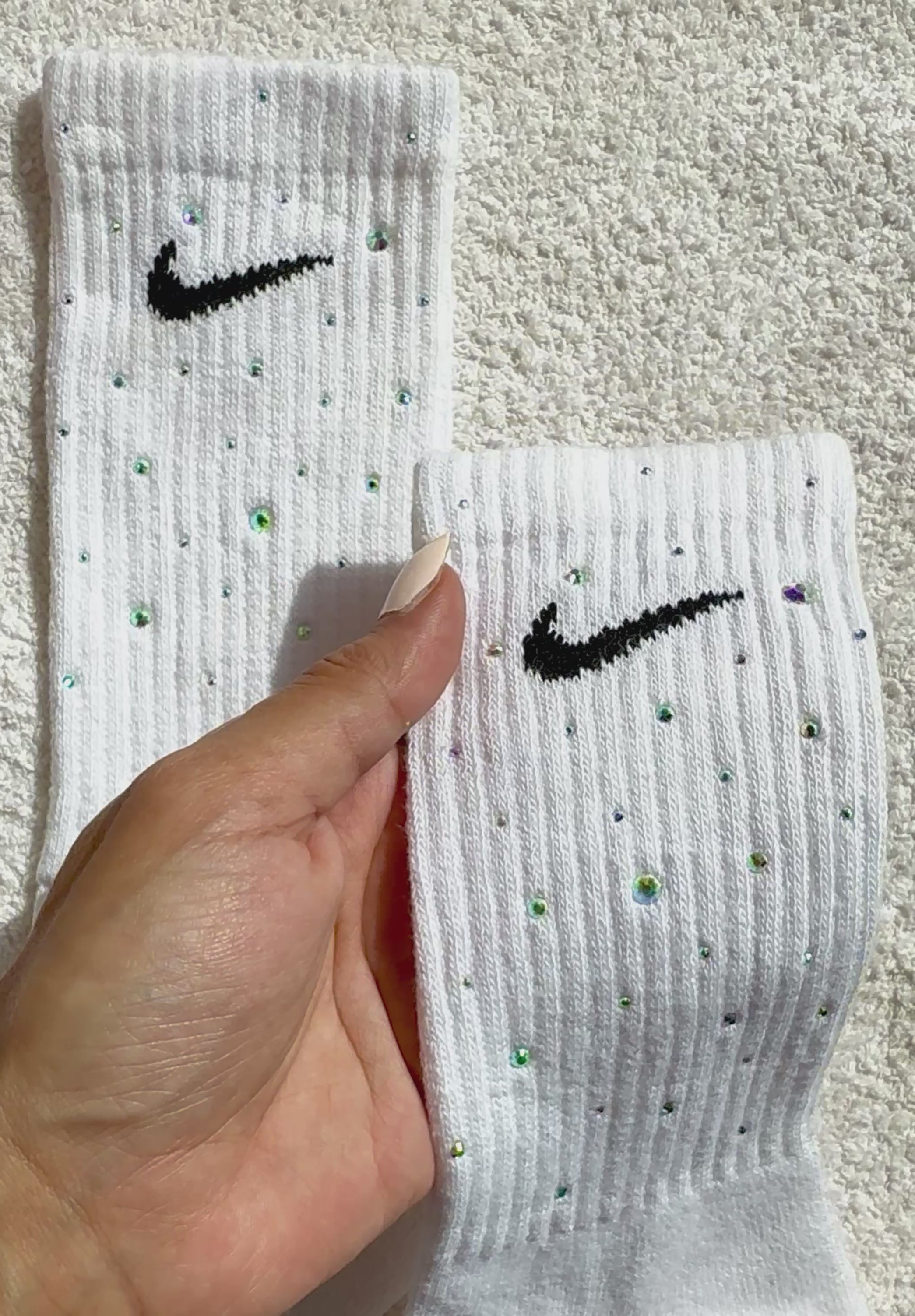 Calzini Nike Bianchi con Brillantini Cangianti