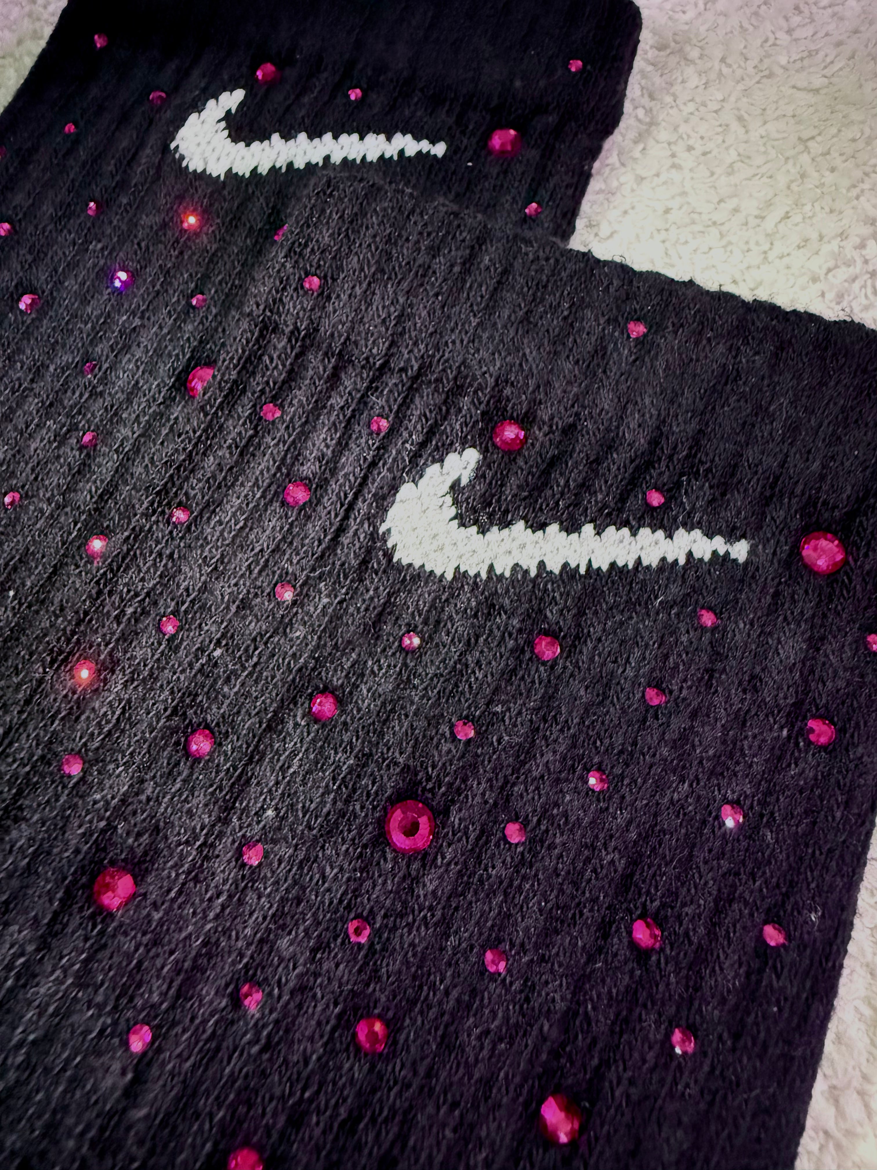 Calzini Nike Neri con Brillantini Fucsia