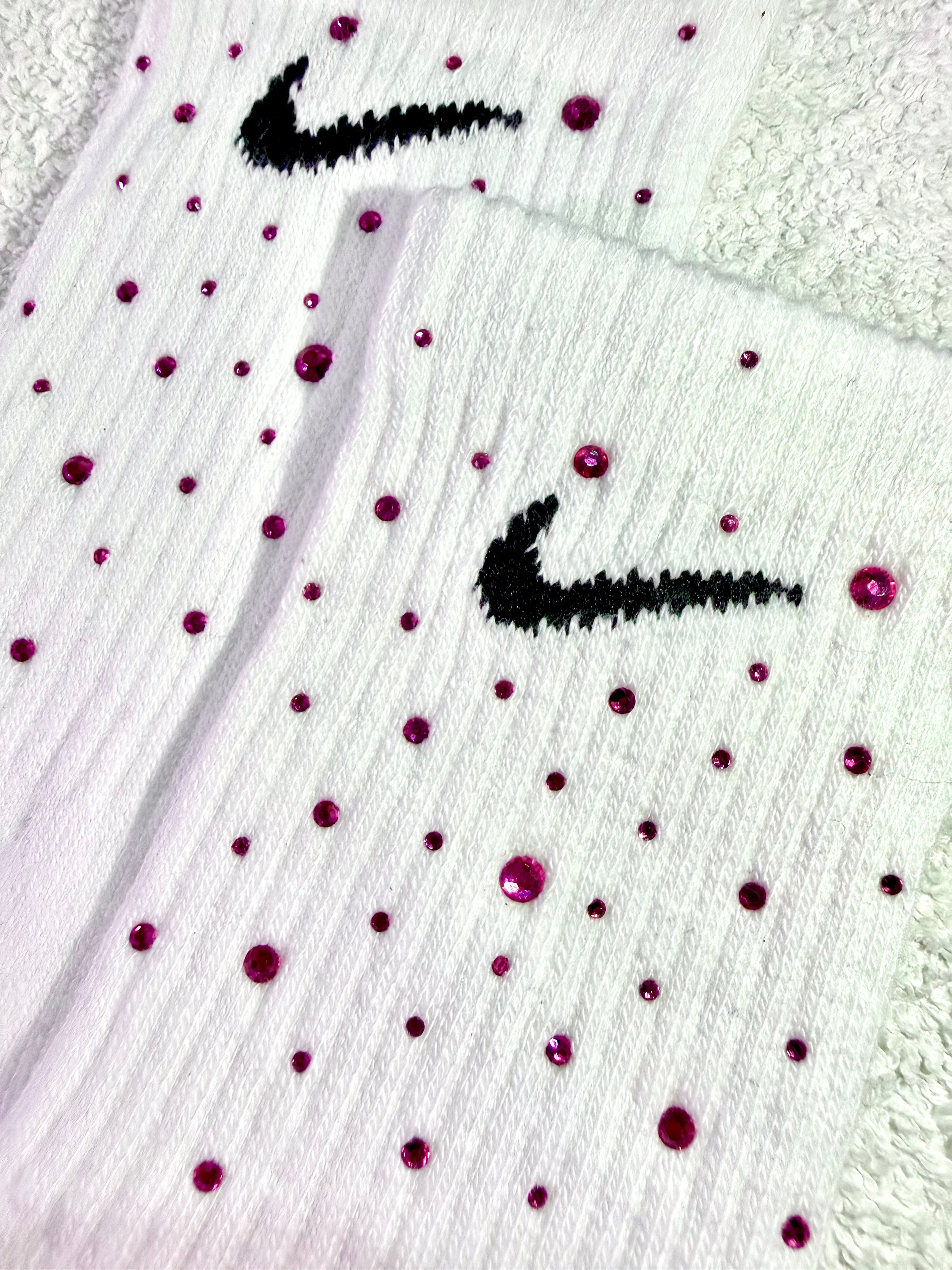 Calzini Nike Bianchi con Brillantini Fucsia