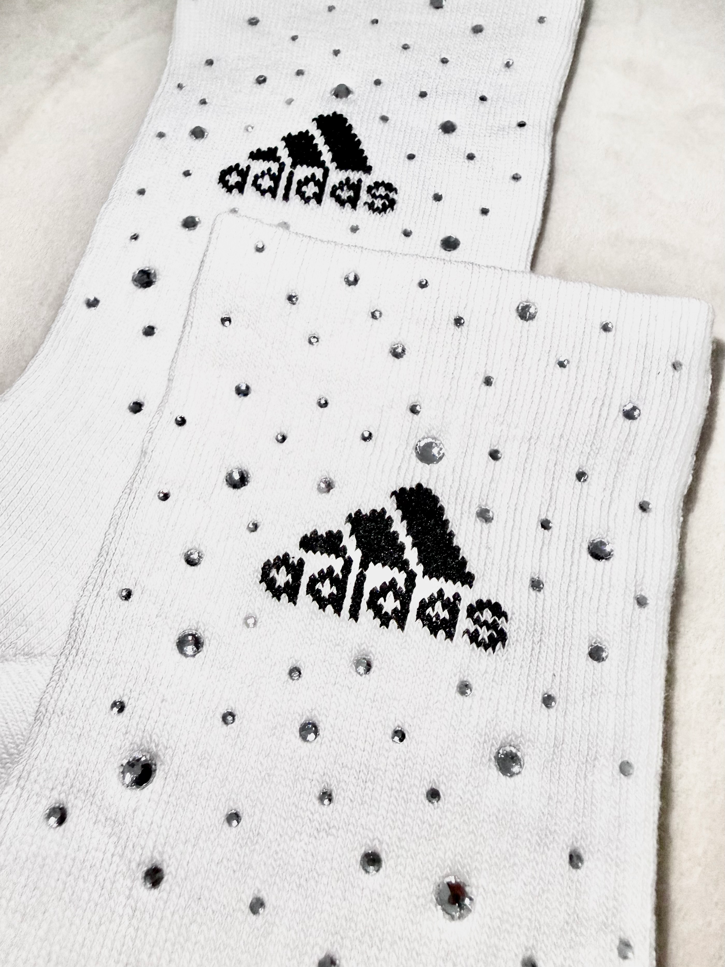 Calzini Adidas Bianchi con Brillantini Argento