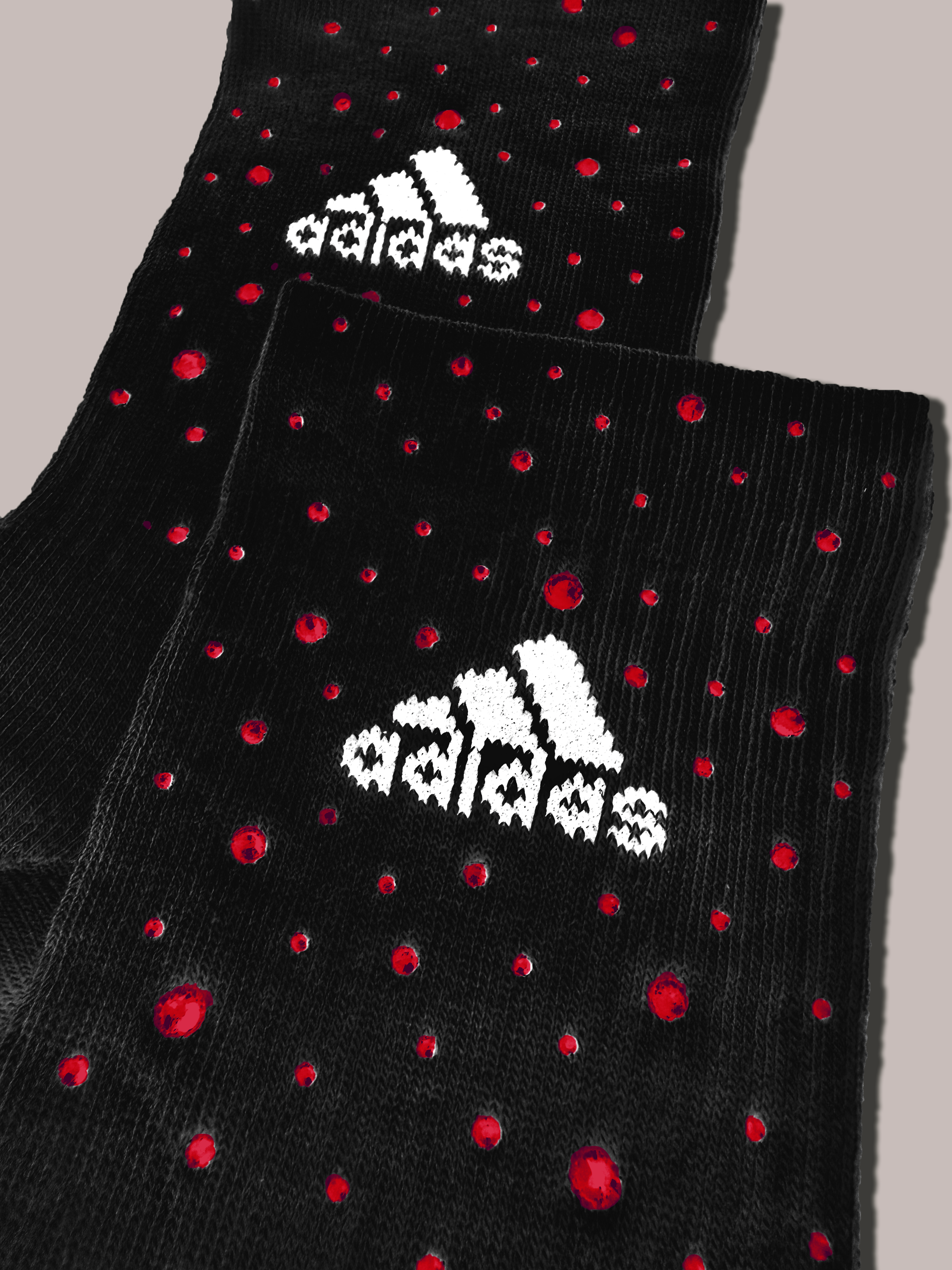 Calzini Adidas Neri con Brillantini Rossi